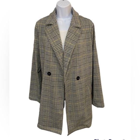 Melloday Plaid Topper Duster Jacket Size Large Lightweight - Picture 1 of 13